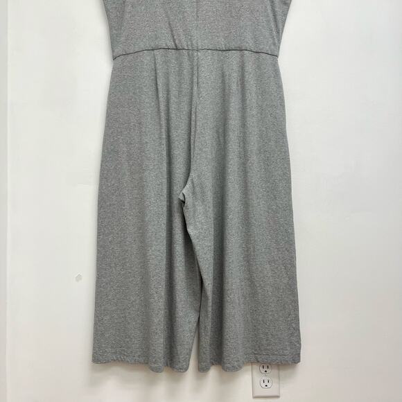 Eileen Fisher Organic Cotton Heathered Knit Wide Leg Crop Moon Jumpsuit - Large - Picture 13 of 15